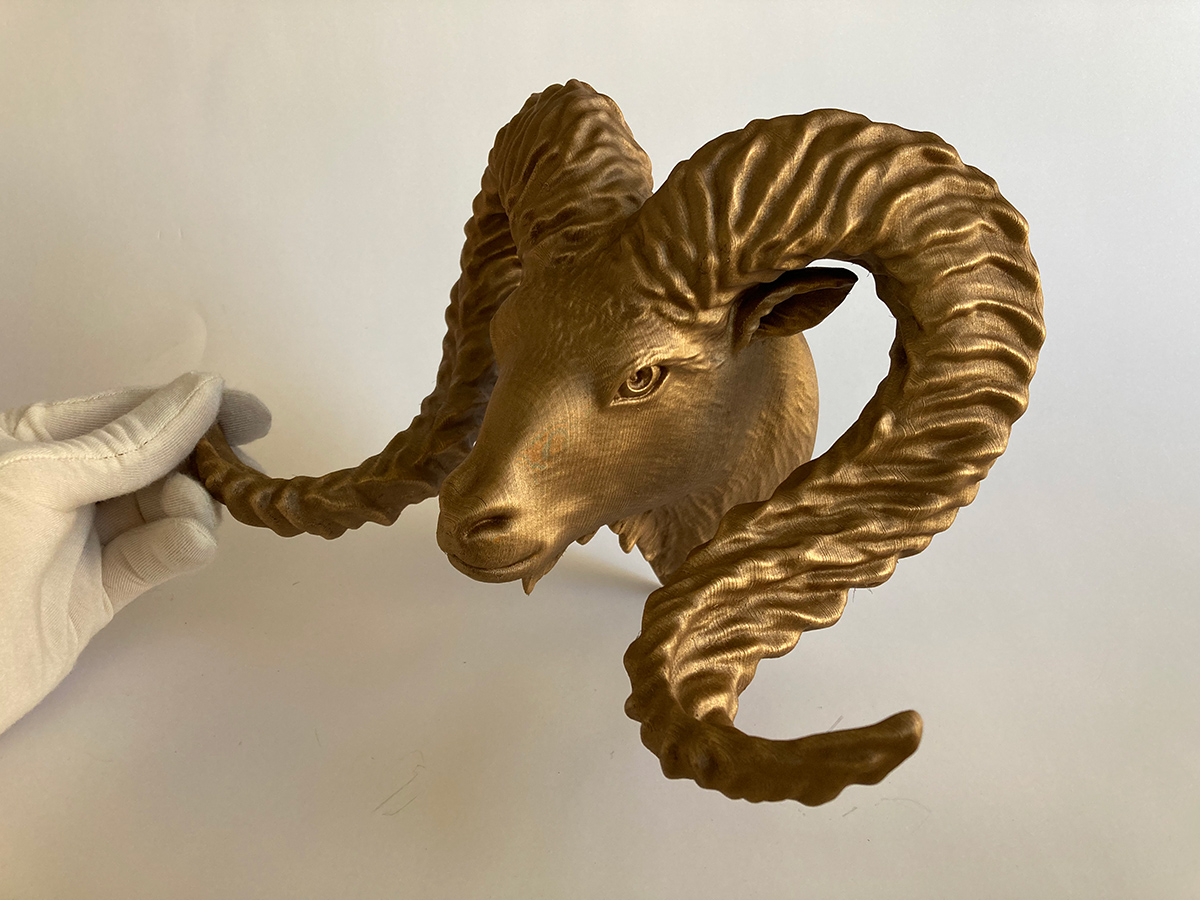 Ram Head Vintage Bronze 3D Printed Wall Sculpture